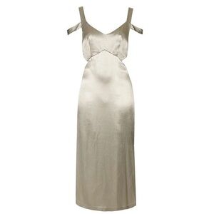 NWT TopShop Gold Metallic Satin Cut Out Midi Dress